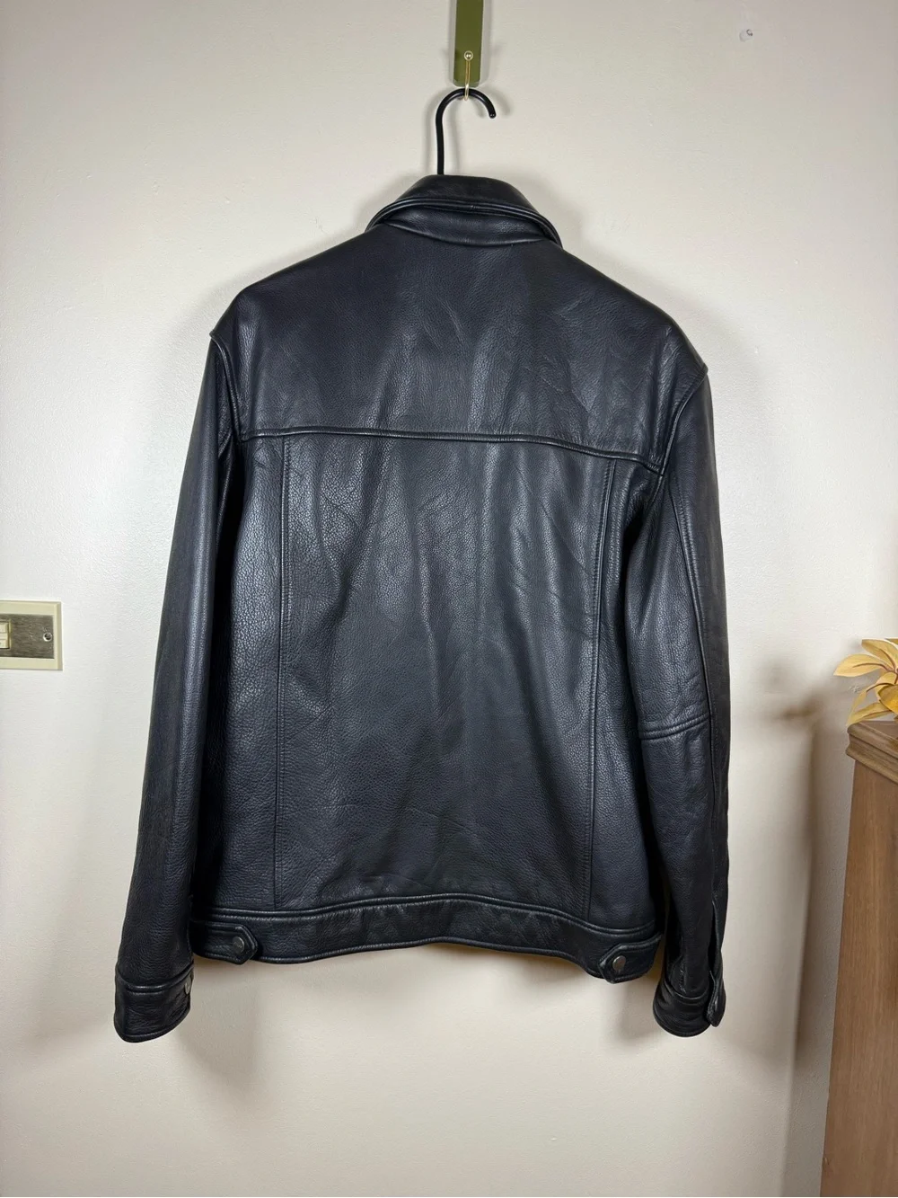 GUESS Men’s S Black Genuine Leather Full Zip Jacket 100% Leather Y2K